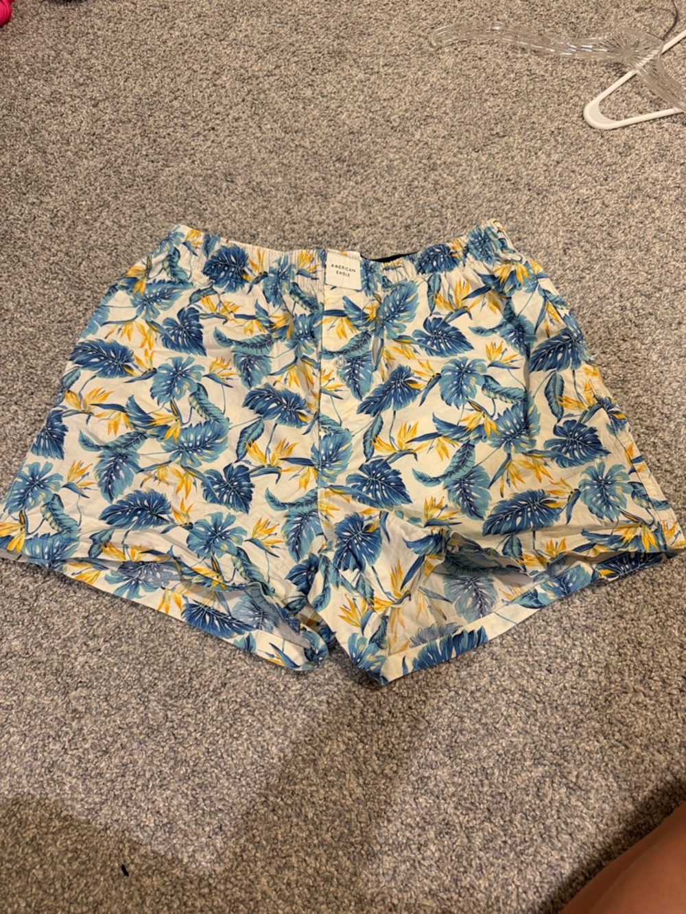 Women's Tropical Print Casual Shorts - Blue & Yellow